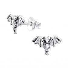 Silver Bat Ear Studs