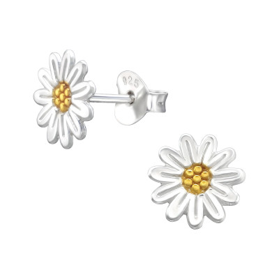 Silver Sunflower Ear Studs