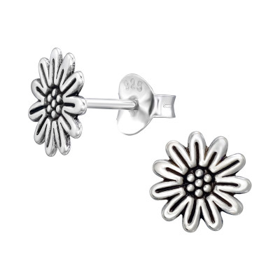 Silver Sunflower Ear Studs