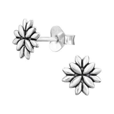 Silver Flower Ear Studs