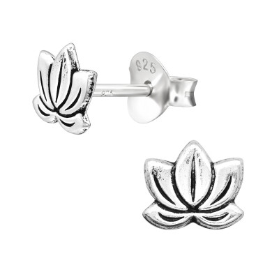 Silver Lotus Ear Studs