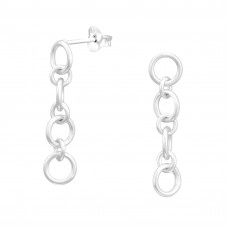 Silver Chain Links Ear Studs