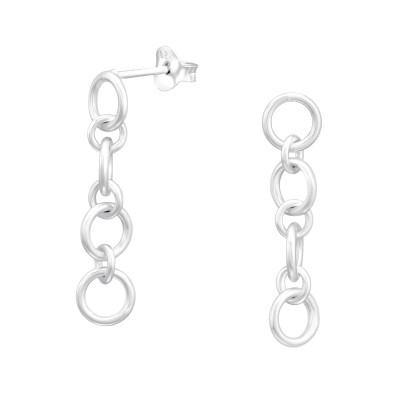 Silver Chain Links Ear Studs