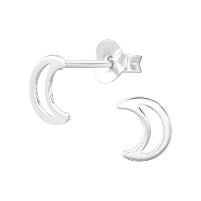 Moon Sterling Silver Ear Studs