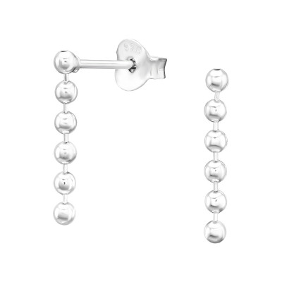 Silver Ball Chain Ear Studs