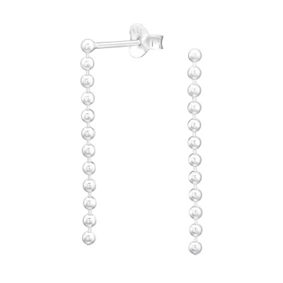 Silver Ball Chain Ear Studs