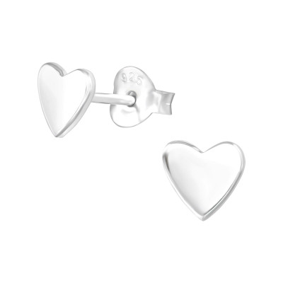 Heart Sterling Silver Ear Studs