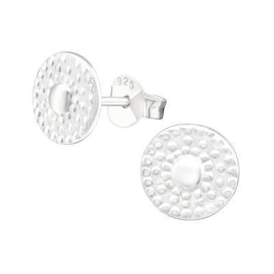 Silver Round Ear Studs