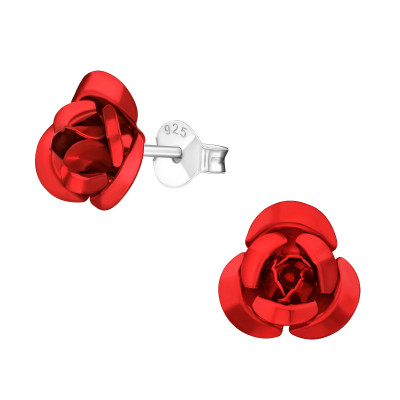 Silver Rose Ear Studs