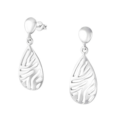 Silver Filigree Drop Ear Studs