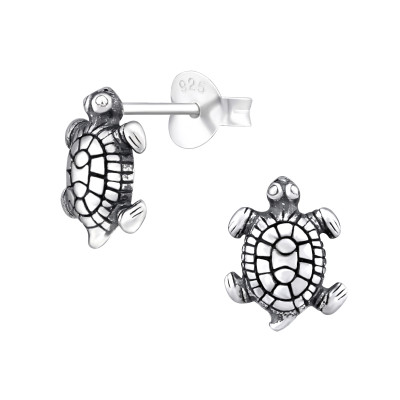 Silver Turtle Ear Studs