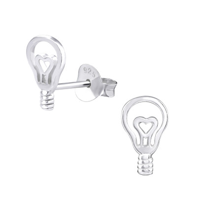 Silver Lamp Bulb Ear Studs