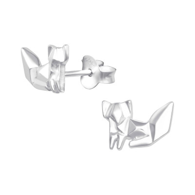 Silver Origami Fox Ear Studs