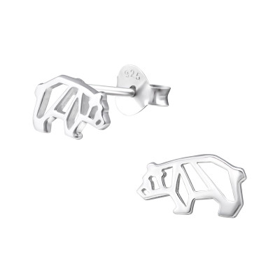 Silver Bear Ear Studs