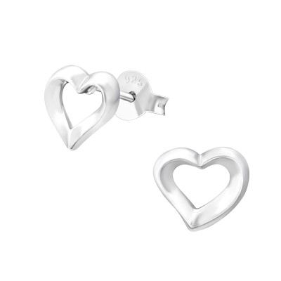 Silver Heart Ear Studs