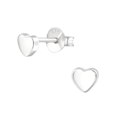 Silver Heart Ear Studs