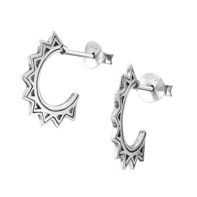 Silver Half Hoop Ear Studs