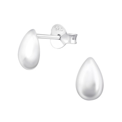 Silver Pear Ear Studs