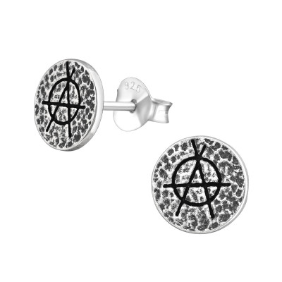 Silver Anarchy Ear Studs