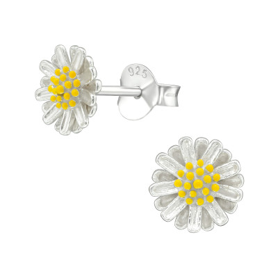 Silver Flower Ear Studs