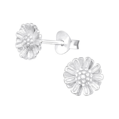 Silver Flower Ear Studs