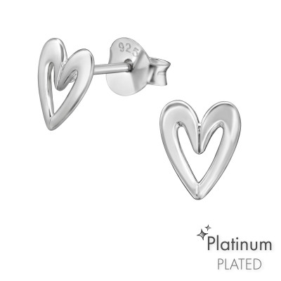 Silver Heart Ear Studs