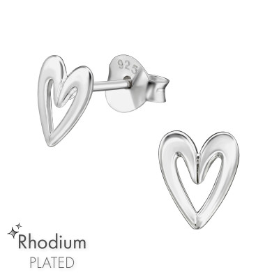 Silver Heart Ear Studs