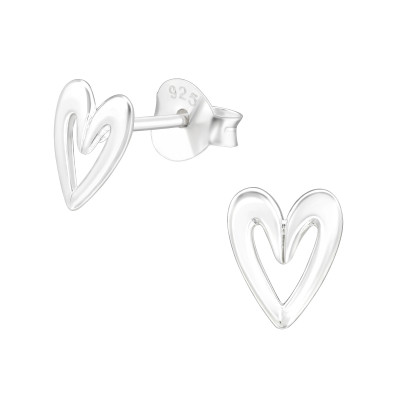 Silver Heart Ear Studs