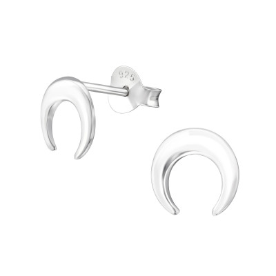 Silver Moon Ear Studs