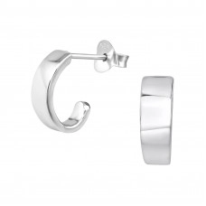 Silver Half Hoop Ear Studs