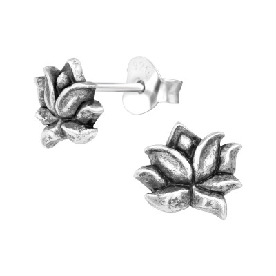 Silver Lotus Ear Studs