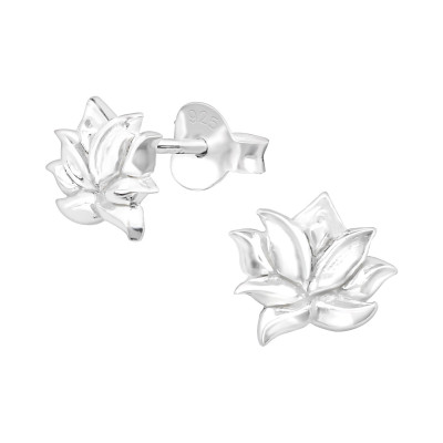 Silver Lotus Ear Studs