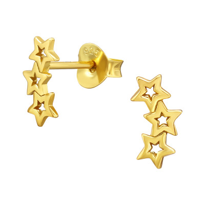 Silver Triple Star Ear Studs