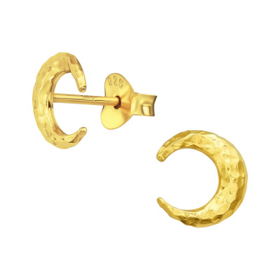 Silver Moon Ear Studs