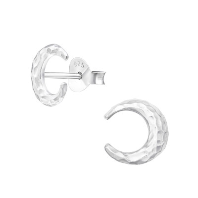 Silver Moon Ear Studs