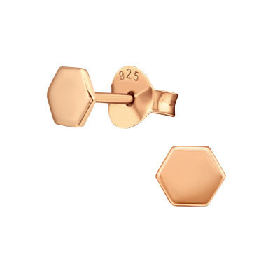 Silver Hexagon Ear Studs