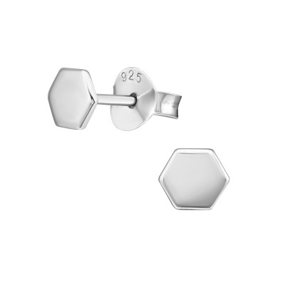 Silver Hexzagon Ear Studs