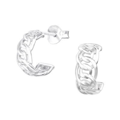 Silver Link Half Hoop Ear Studs