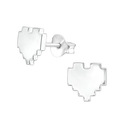 Silver Heart Ear Studs