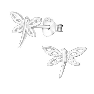 Silver Dragonfly Ear Studs