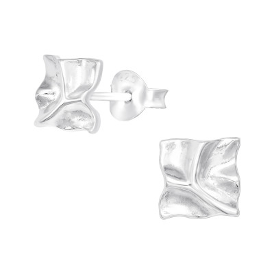 Silver Square Ear Studs