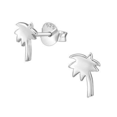 Silver Coconut Tree Ear Studs