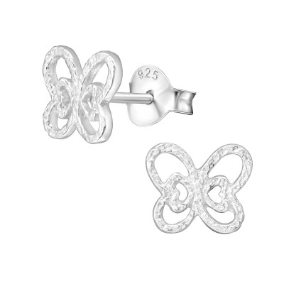 Silver Butterfly Ear Studs