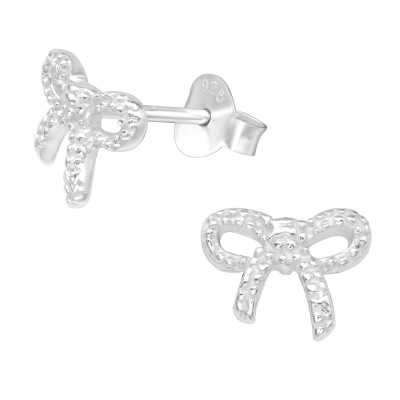 Silver Bow Ear Studs