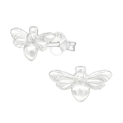 Silver Bee Ear Studs