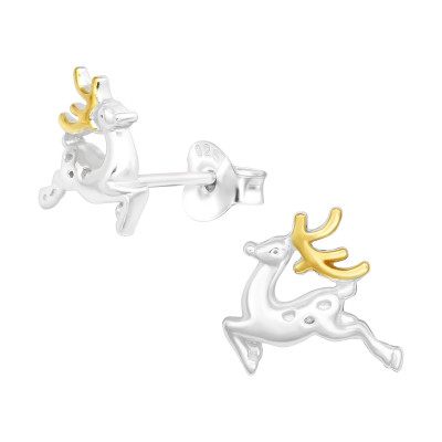 Silver Reindeer Ear Studs