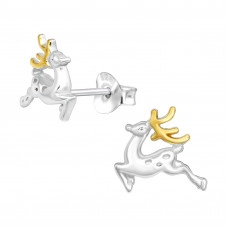 Silver Reindeer Ear Studs