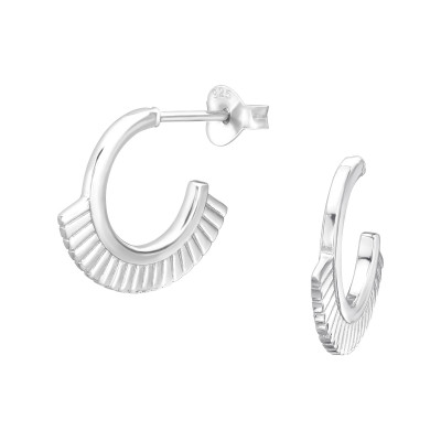 Silver Half Hoop Ear Studs