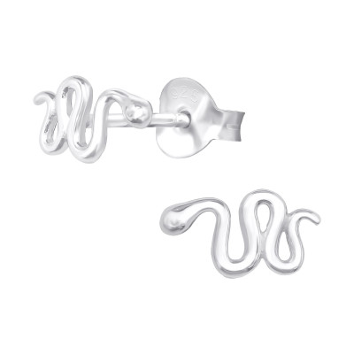 Silver Snake Ear Studs