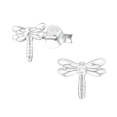 Silver Dragonfly Ear Studs